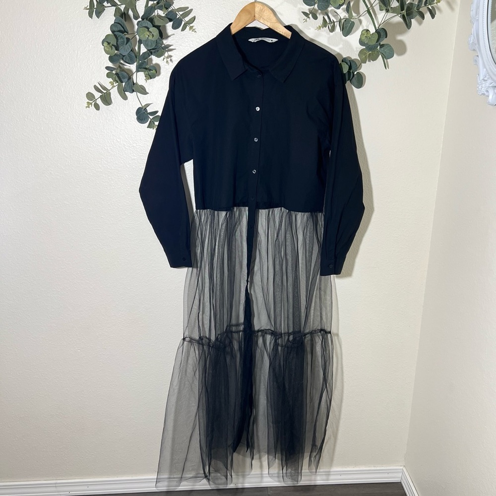 Zara Long sleeve mesh tulle dress
